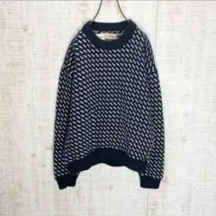 70's エルエルビーン バーズアイ ニット セーター 紺 長袖 古着