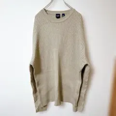 USA古着GAP100％コットンリブ編みニット　セーターベージュ【XXL】