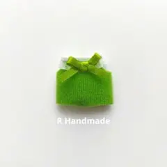 ミニチュアドール服　ハンドメイド　赤ちゃんロンパース　リボン　ライトグリーン
