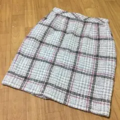 ★美品★アプワイザーリッシェ★パステルチェックタイトスカート★パープル