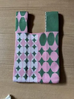 ハンドメイド ニット 手提げバッグ 和風ポーチ
