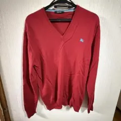 最終値下げ！BURBERRY バーバリー レッド Vネック セーター