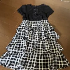 組曲 TL ワンピース黒と白のチェック柄半袖