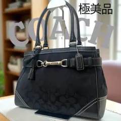 新品同様✨美品✨ コーチ　トートバッグ　シグネチャー　レザー　キャンバス　黒