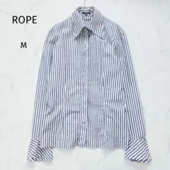 ロペ 長袖シャツ ブラウス ネイビー M ストライプ フレア袖 オフィスのサムネイル