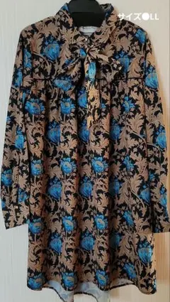 タカシマヤ Style Plus 花柄プリントチュニックブラックLL