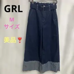 ハイウエストロールアップデニムワイドパンツ ストレートパンツ ジーンズ グレイル