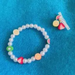 パールビーズ×フルーツ ブレスレット・リング(セット販売) レトロ喫茶