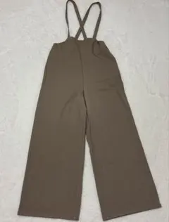 ブラウン サロペット ワイドパンツ