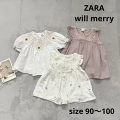 【ZARA】　ウィルメリー　女の子　トップス　まとめ　半袖　ブラウス　90 花柄