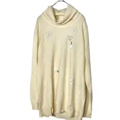 新品PICONEカシミヤ100%タートルネックセーター スパンコール装飾付Mのサムネイル