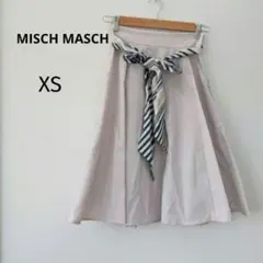 【美品】ミッシュマッシュ スカーフベルト付 フレアスカート ベージュピンク XS