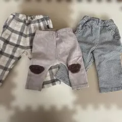 プティマイン　ベビー服 パンツ 3点セット チェック柄　80