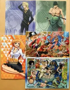 ５点セット　ONE PIECE クリアファイル　サンジ　ゾロ　ナミ