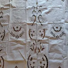 刺繍 オフホワイトカットワーク のれん レース