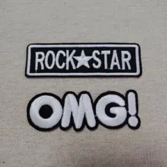 アイロンワッペン　ROCK STAR　OMG 刺繍　セット