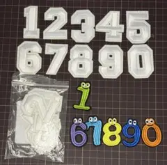 アイロンワッペン 数字 白 刺繍 セット 0-9　2セット　オマケ