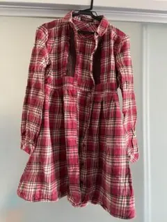 ロングシャツ　チェック　赤