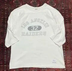 80S USA製 champion フットボールシャツ3段 アーチロゴ　染み込み