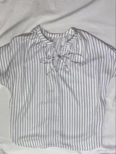 earth music&ecology 前後2WAYストライプリボンブラウス F