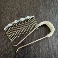ヘアコームとビーズヘアピンセット