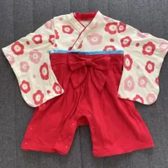 ベビー袴ロンパース80センチ　花柄　晴れ着