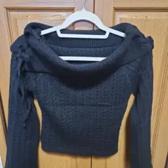 オフショルダー ブラックニット GRL