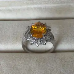天然オレンジサファイア 1.058ct Pt900 ダイヤリング - メルカリ