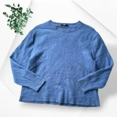 ユニクロ UNIQLO 高級カシミヤ100% クルーネックセーター ブルー