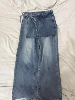 ライトブルーデニムワイドパンツ