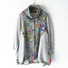 センソユニコ cube cube 総柄 フルジップ パーカー グレー 38