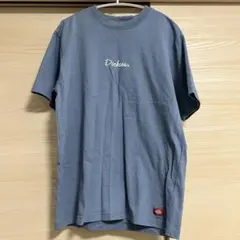 【Dickies】ロゴ刺繍Tシャツ（ブルー／M）