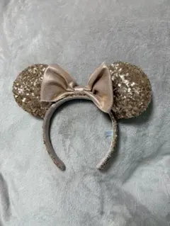 ゴールドスパンコール ミッキーマウス耳カチューシャ