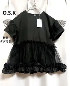 O.S.K 異素材水玉チュールフリルフレアブラウス フリルコア - メルカリ