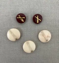 ワインレッドボタン＋薄いサーモンボタン ♡ 合計5個セット