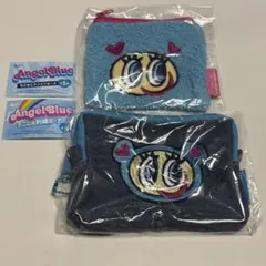 AngelBlue デニム風刺繍ポーチ もこもこスクエアポーチ ナカムラくんのサムネイル