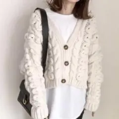 美品　ZARA ケーブルカーディガン　M