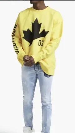 DSQUARED2 イエローメープルリーフスウェット　Ｍサイズ　状態良質