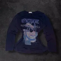y2k ロングTシャツ グランジ 平成ギャル archive ラインストーン