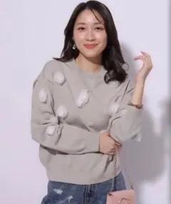 アプワイザーリッシェ ランダムモチーフニットプルオーバー