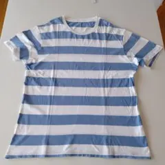 ユニクロ 青と白のストライプ Tシャツ Lサイズのサムネイル