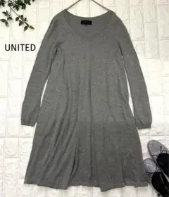 訳あり♪UNTITLED♪アンゴラ混　グレー ニット　長袖 ワンピース サイズ2