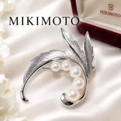 MIKIMOTO ミキモト パール サークル ブローチ ボタニカル シルバー