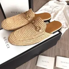 【美品】GUCCI メンズ 9 ラフィア ホースビット サボ サンダル 28cmのサムネイル
