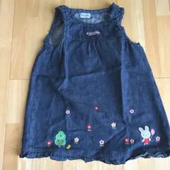 mikihouse first ジャンバースカート ダークデニム刺繍 ミキハウス