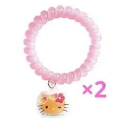 新品♡日焼けキティ　スパイラルヘアゴム　ヘアゴム　アクリルチャーム　2点セット