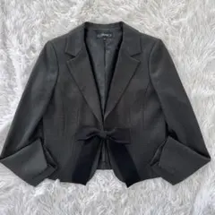 レディース テーラードジャケット 11号 リボン フォーマル 入卒園 入卒業 黒