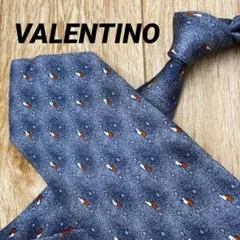 ✨極美品✨VALENTINO ネクタイ ロゴ総柄 ネイビー シルク100%