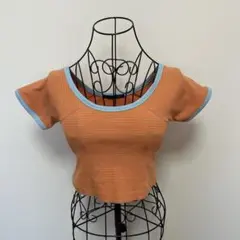 Heather オレンジと水色ストライプTシャツのサムネイル