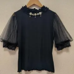 axes femme ビジュー付 カットソー